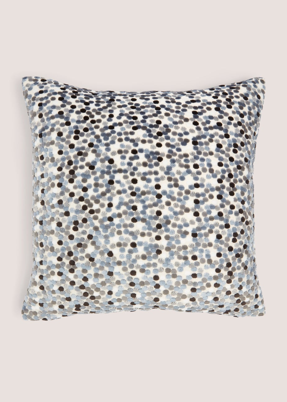 Grey Velvet Polka Dot Cushion (43cm x 43cm)