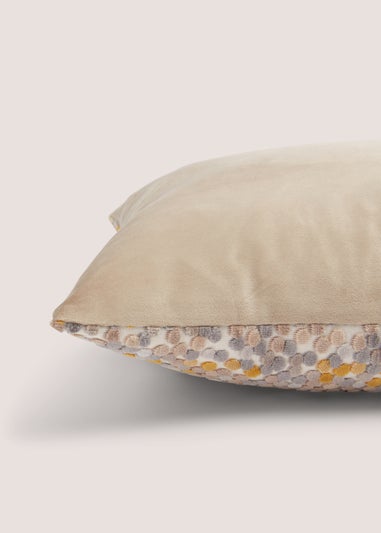 Yellow Velvet Polka Dot Cushion (43cm x 43cm)