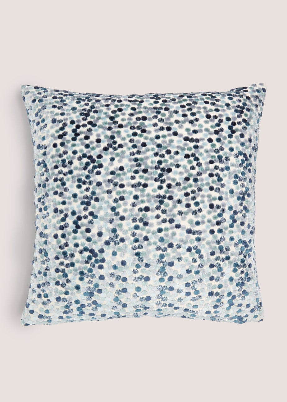 Teal Velvet Polka Dot Cushion