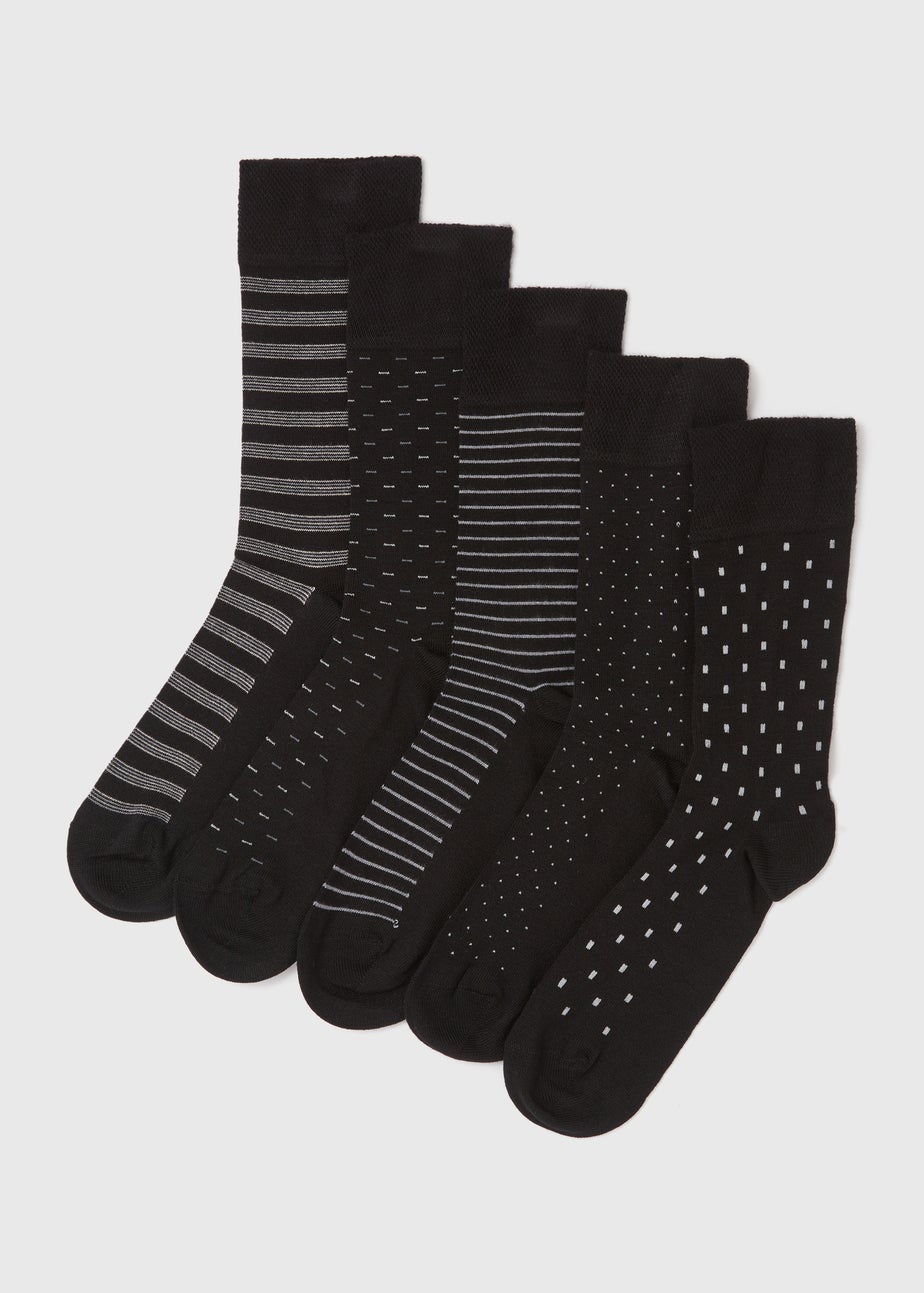 5 Pack Black Flexi Top Socks