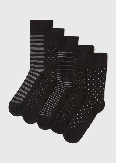 5 Pack Black Flexi Top Socks
