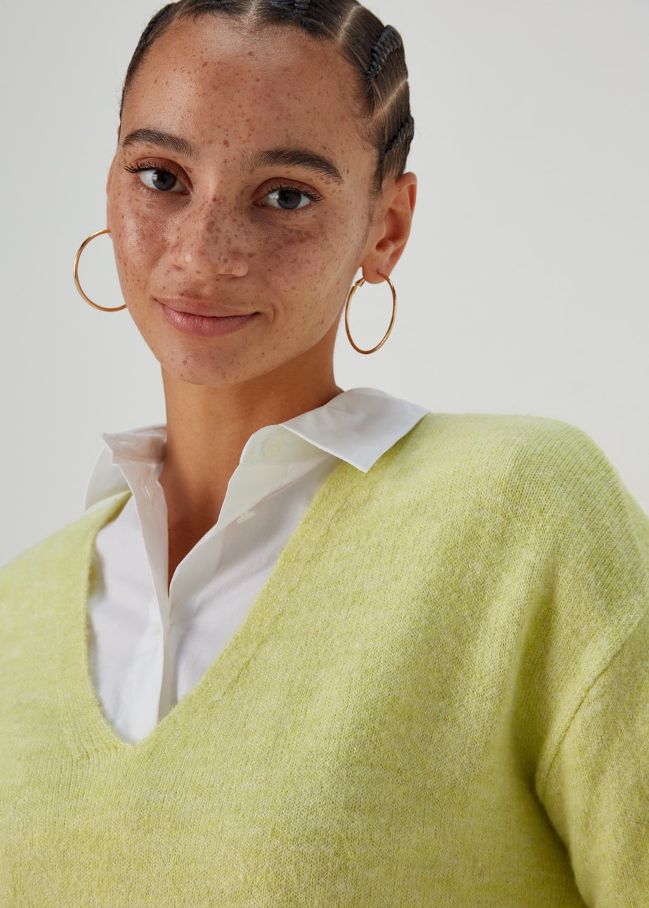 Papaya Petite Lime Spandex V Neck Cardigan