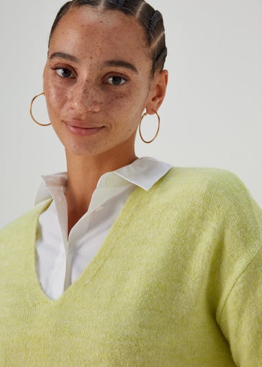 Papaya Petite Lime Spandex V Neck Cardigan