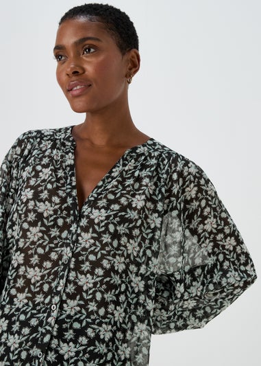 Black Floral Blouse