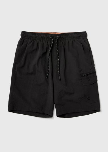 Black Cargo Swim Shorts
