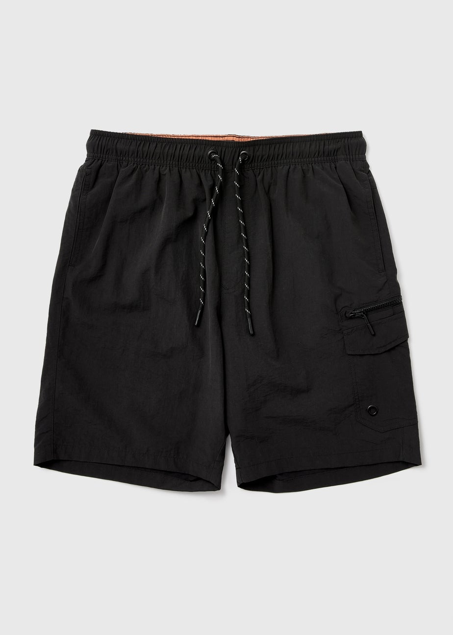 Black Cargo Swim Shorts