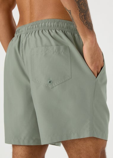 Khaki Embroidered Swim Shorts