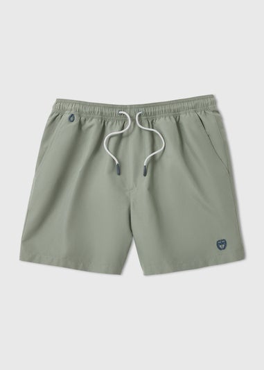 Khaki Embroidered Swim Shorts