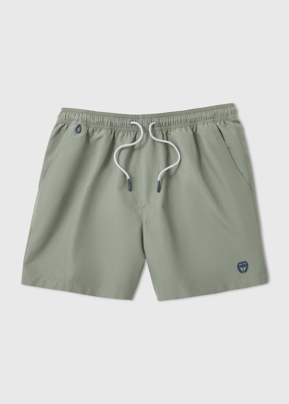 Khaki Embroidered Swim Shorts