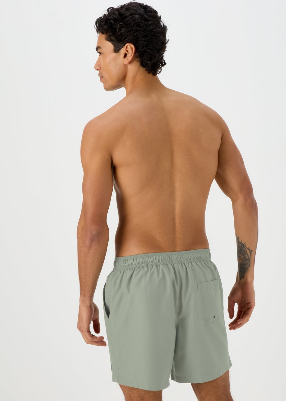 Khaki Embroidered Swim Shorts