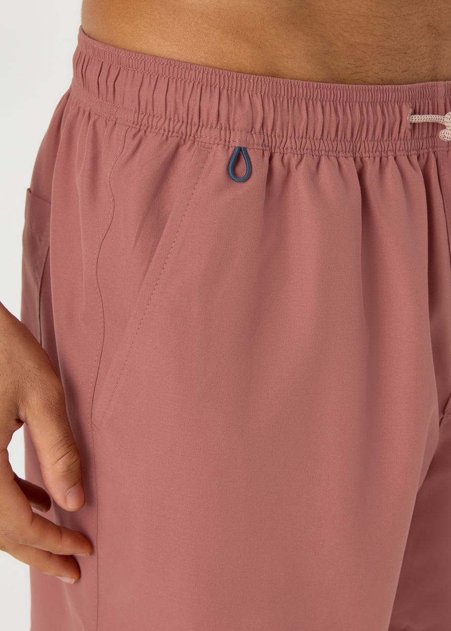 Red Embroidered Swim Shorts