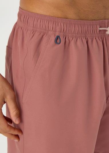 Red Embroidered Swim Shorts