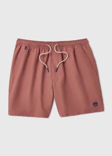 Red Embroidered Swim Shorts