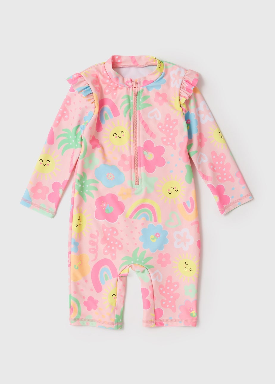 Girls Coral Happy Sun Swimsuit (1-7yrs)