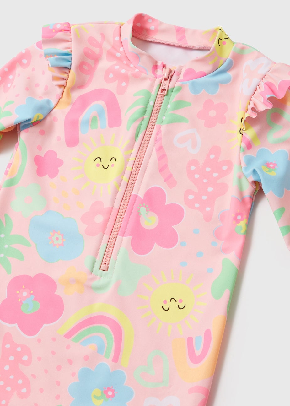 Girls Coral Happy Sun Swimsuit (1-7yrs)