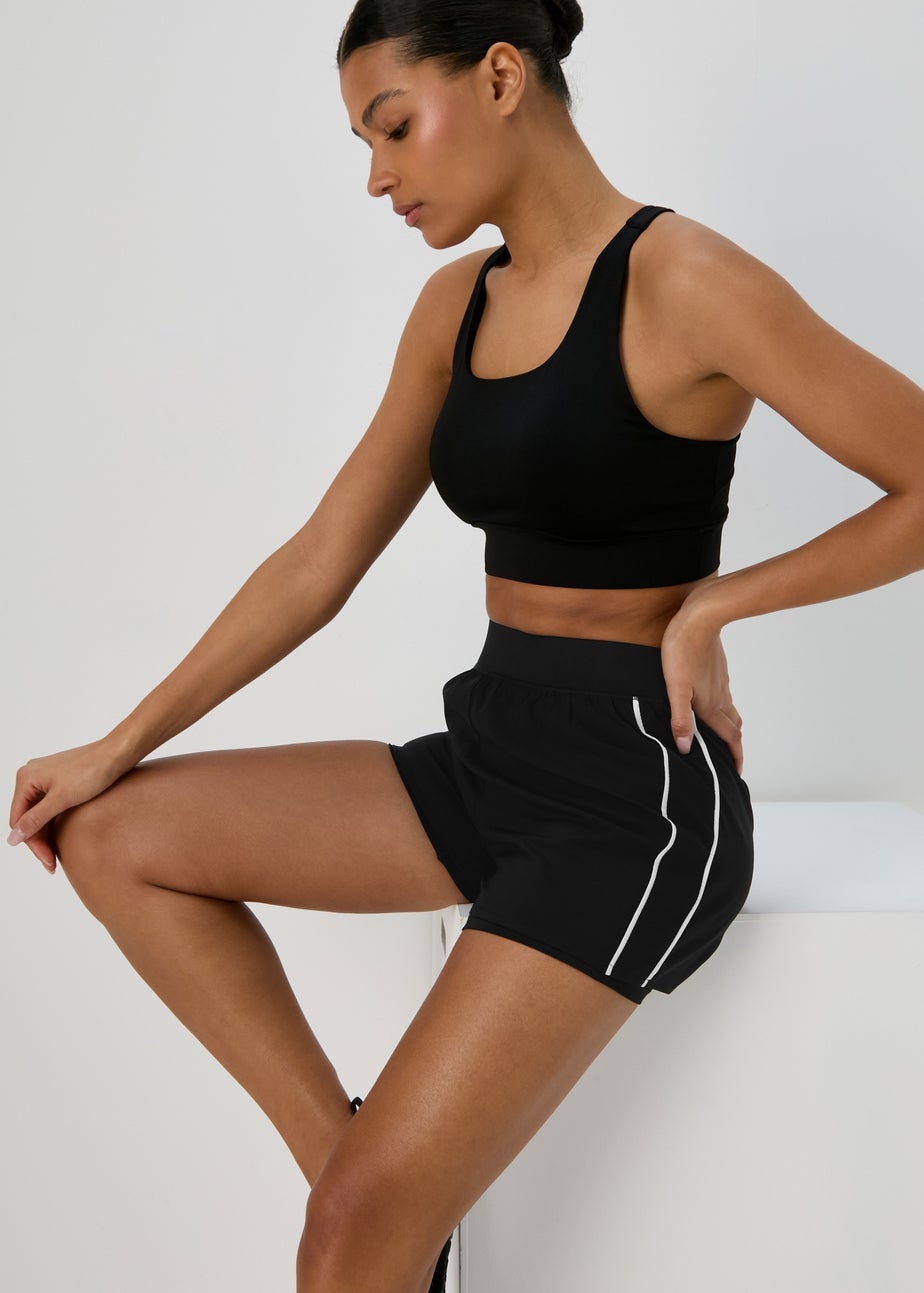 Souluxe Black Mono Panel 2 in 1 Shorts