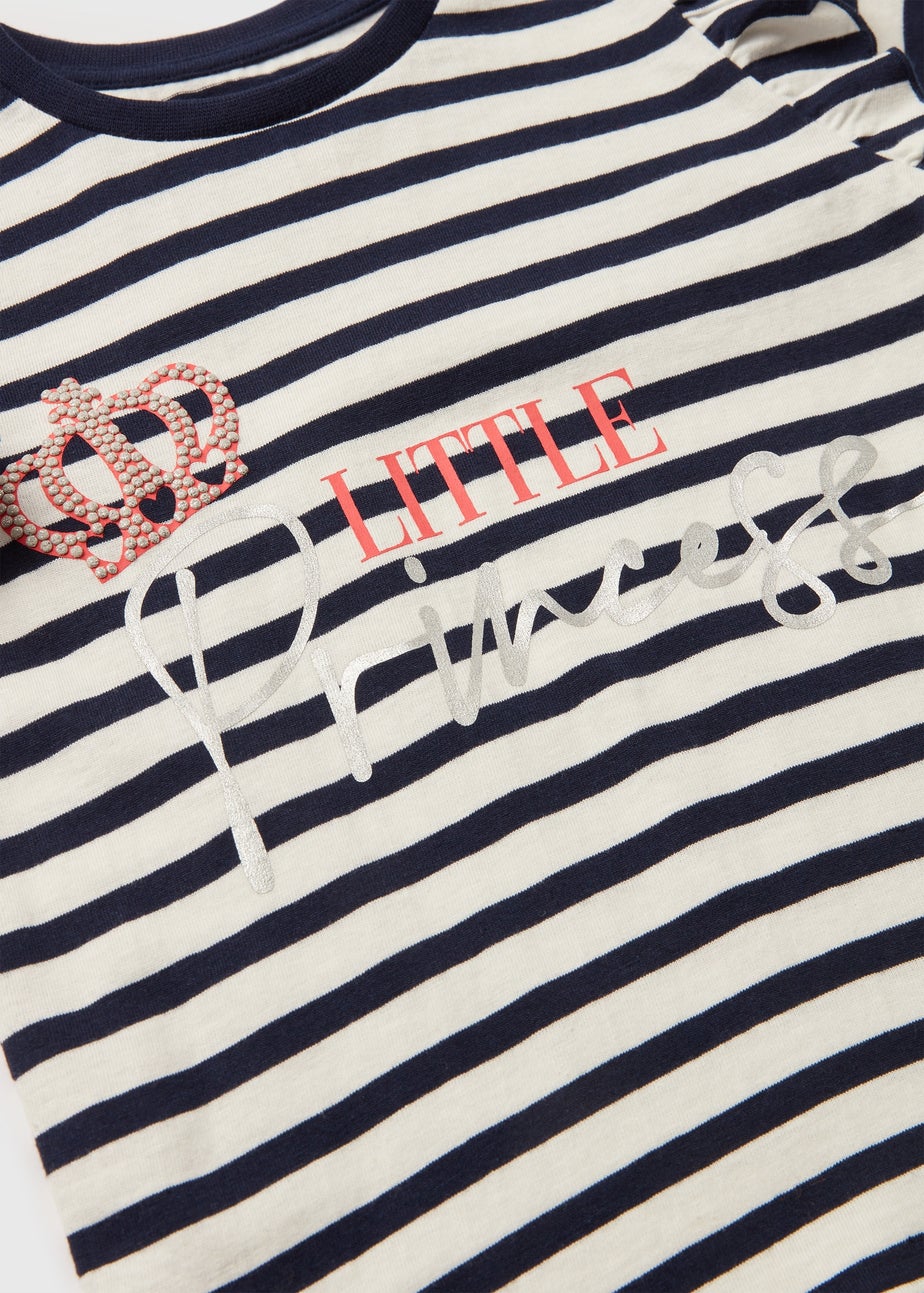 Girls White Stripe Princess T-Shirt (1-7yrs)