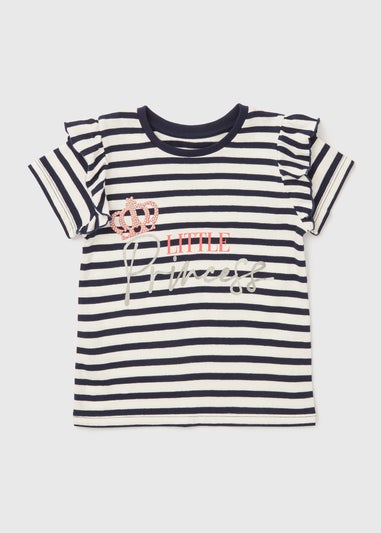 Girls White Stripe Princess T-Shirt (1-7yrs)