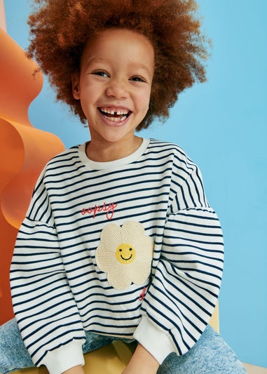 Cream Oopsy Daisy Stripe Sweatshirt (1-7yrs)