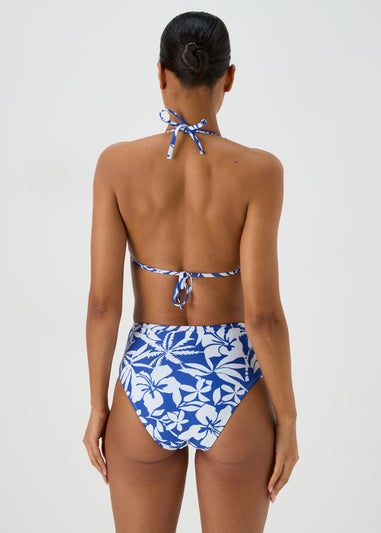 Blue Floral Bikini Triangle Top