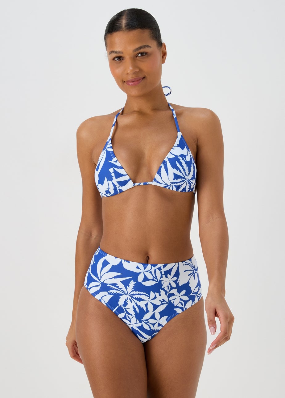 Blue Floral Bikini Triangle Top
