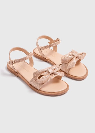 Girls Gold Bow Sandals (Younger 10-Older 5)