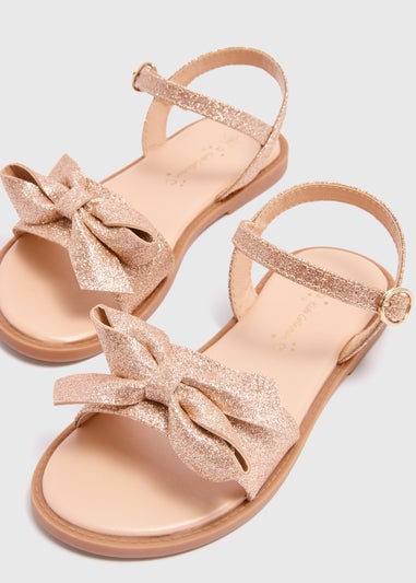Girls Gold Bow Sandals (Younger 10-Older 5)