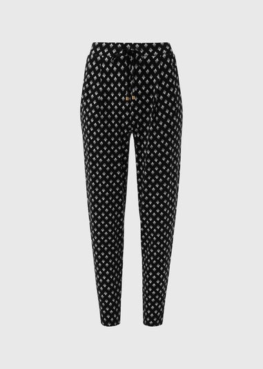 Black Geo Printed Harem Trousers