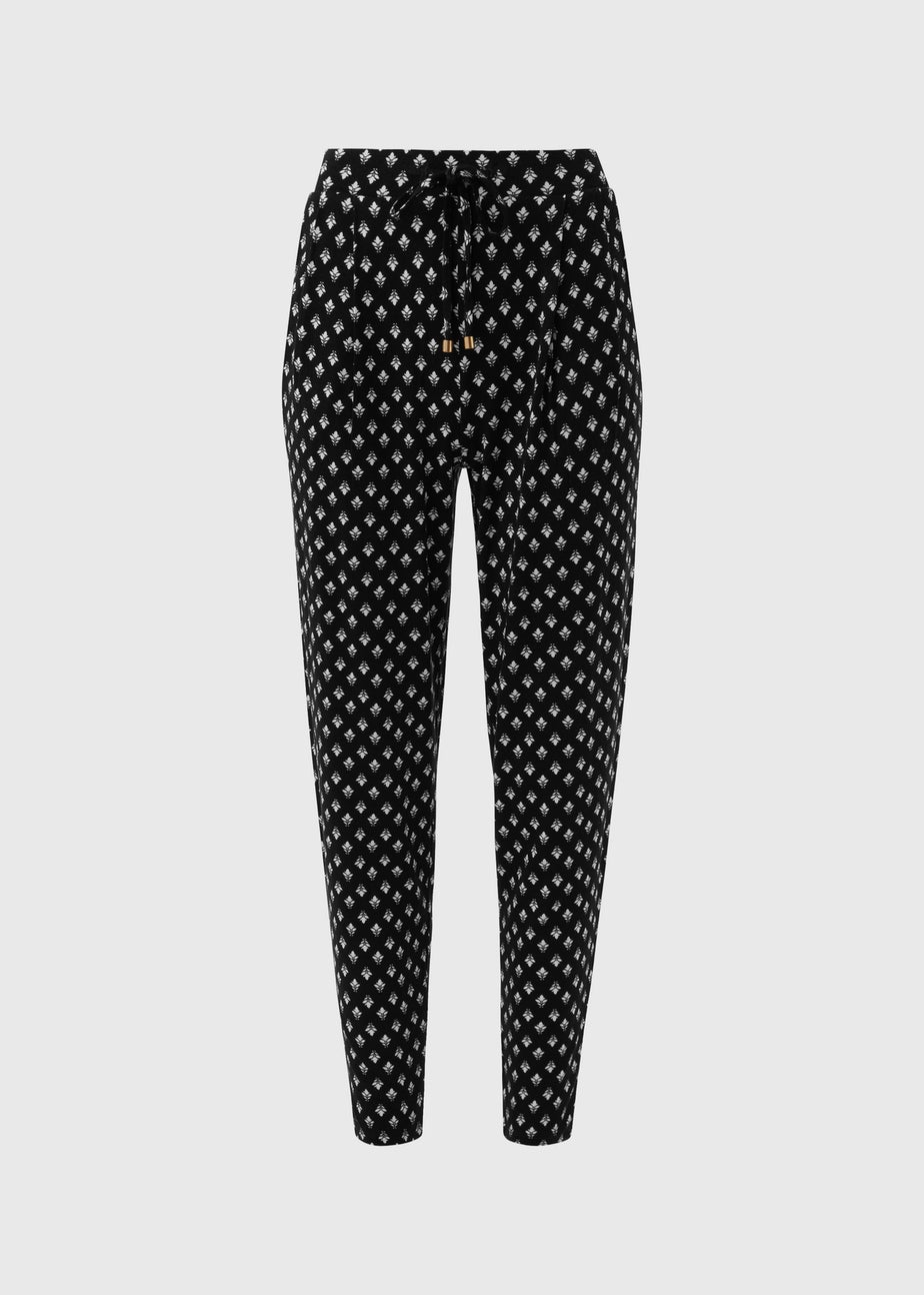 Black Geo Printed Harem Trousers
