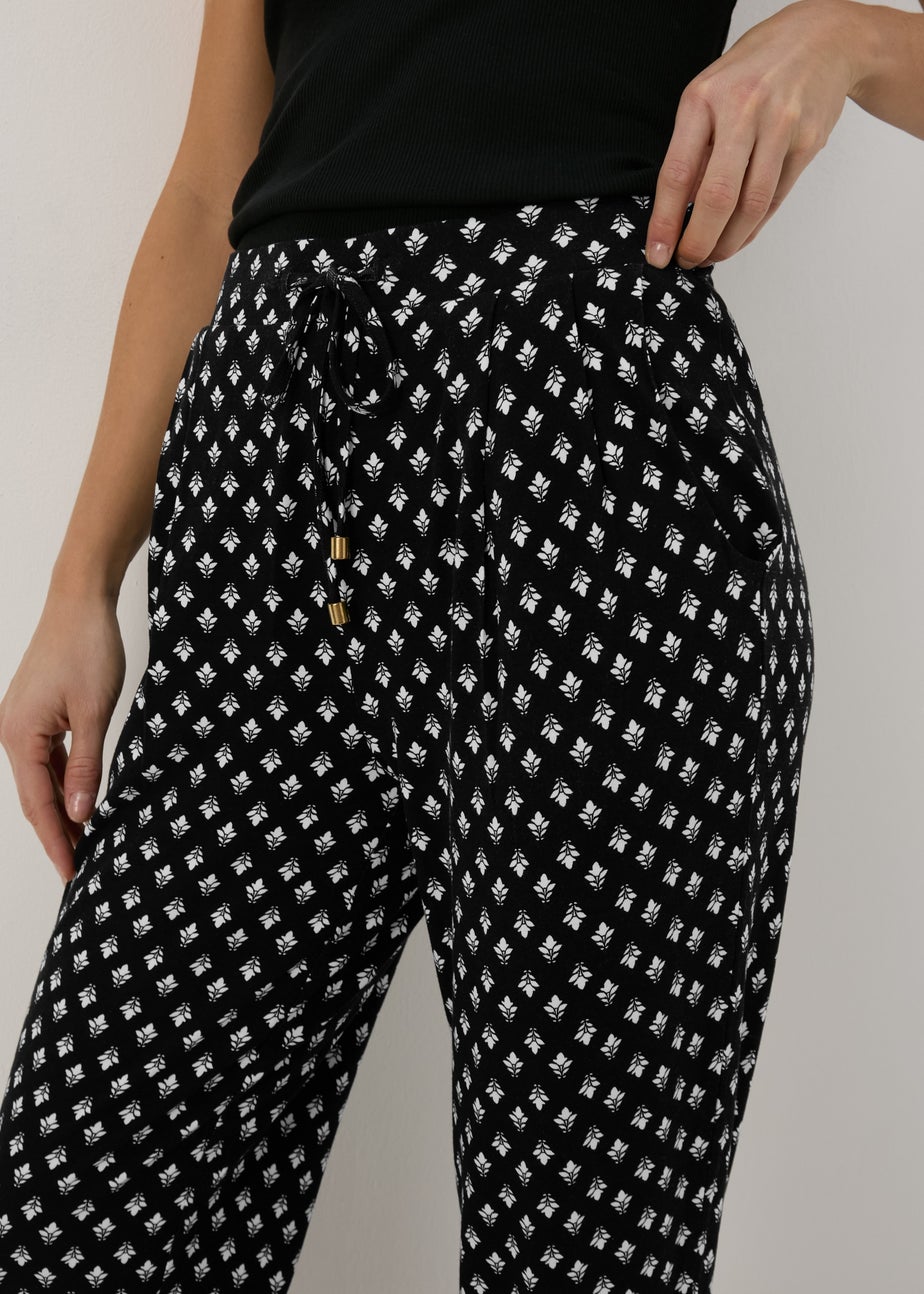 Black Geo Printed Harem Trousers