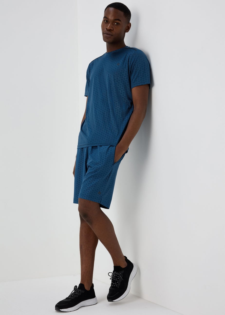 Souluxe Blue Embossed Print Shorts