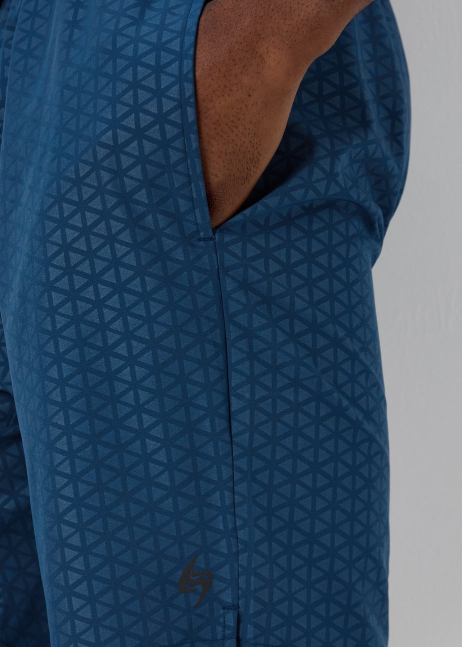 Souluxe Blue Embossed Print Shorts