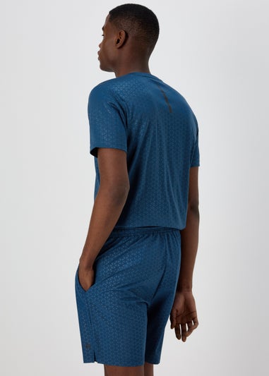 Souluxe Blue Embossed Print Shorts