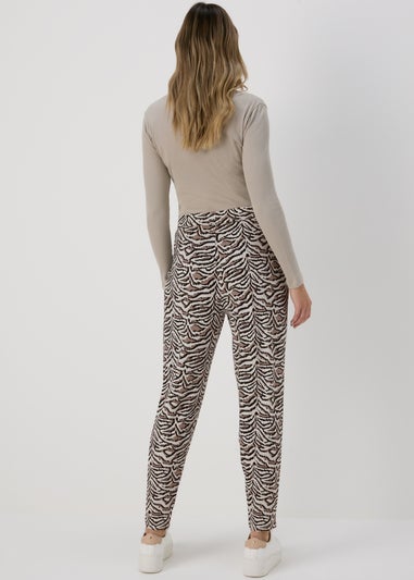 Brown Animal Print Harem Trousers