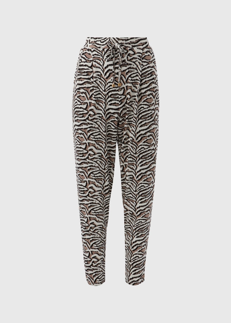 Brown Animal Print Harem Trousers