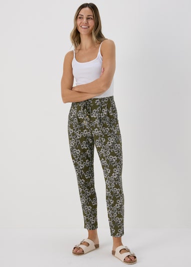 Khaki Butterfly Print Harem Trousers