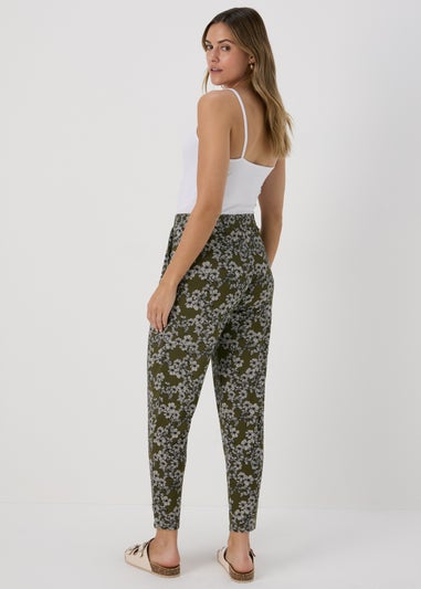 Khaki Butterfly Print Harem Trousers