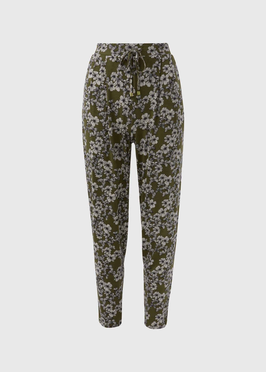 Khaki Butterfly Print Harem Trousers