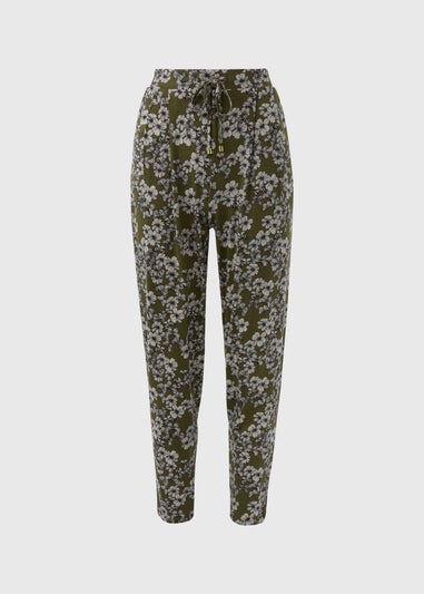 Khaki Butterfly Print Harem Trousers