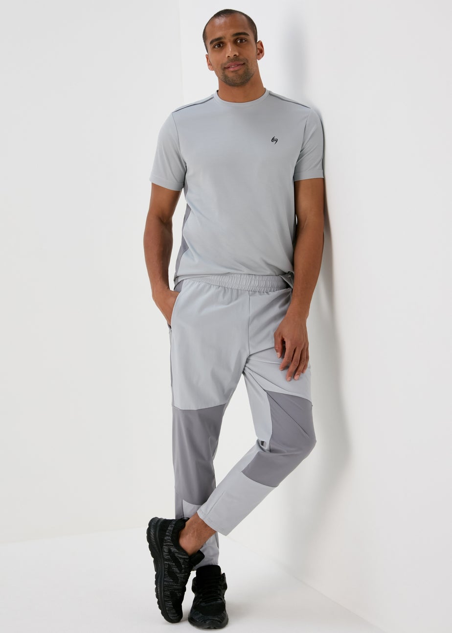 Souluxe Light Grey Slim Fit Panel Joggers
