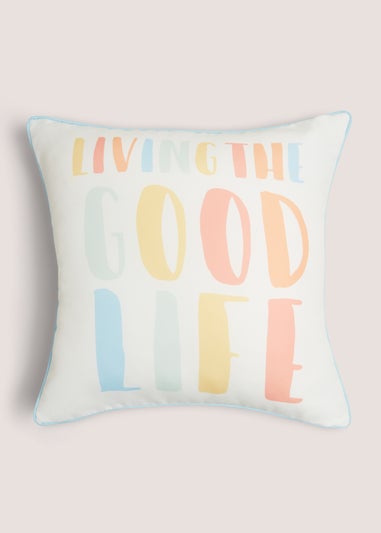 Outdoor Multicolour Sorbet Text Reverse Cushion (43cm x 43cm)
