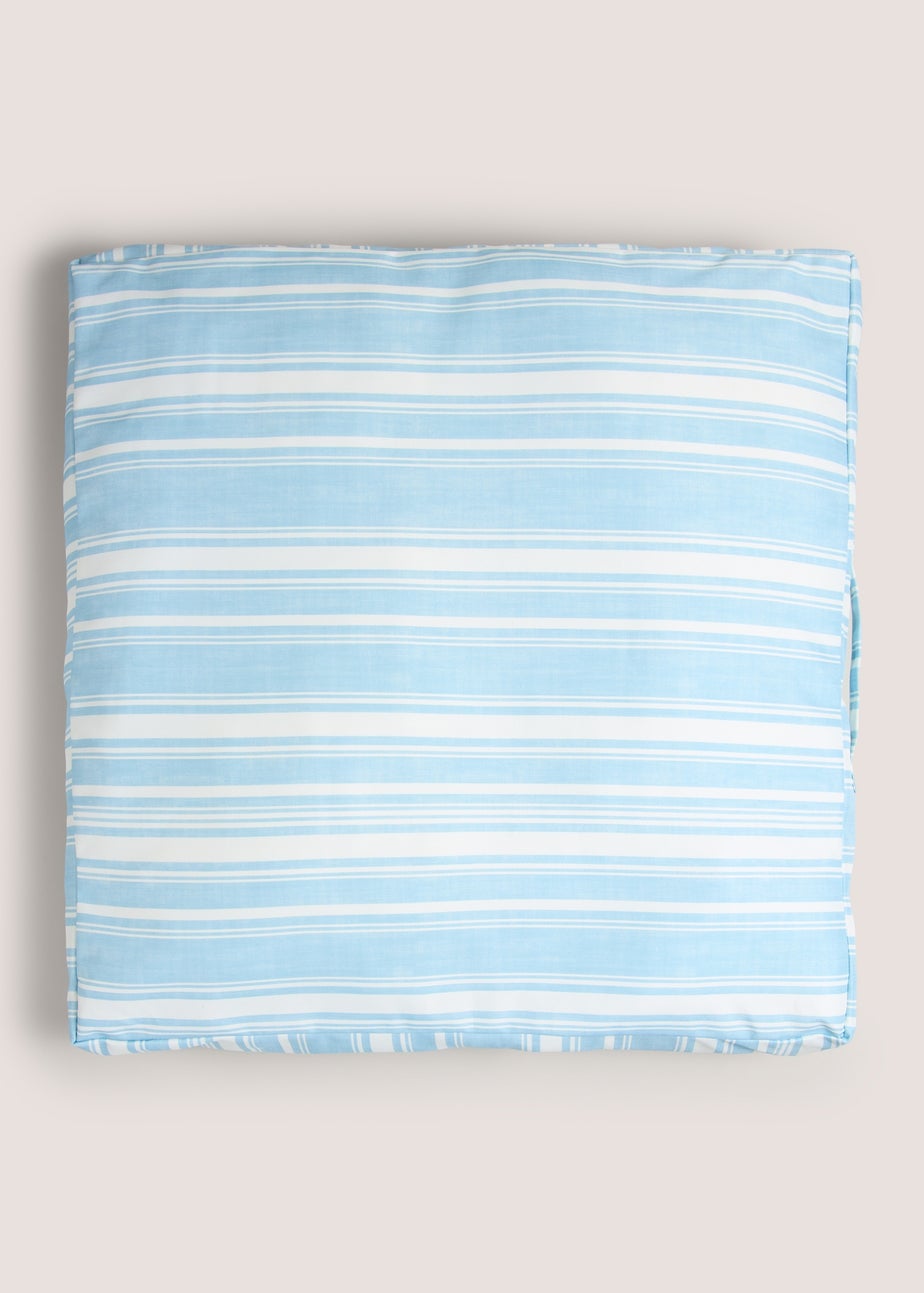 Outdoor Blue Stripe Floor Cushion (59cm x 59cm x 10cm)