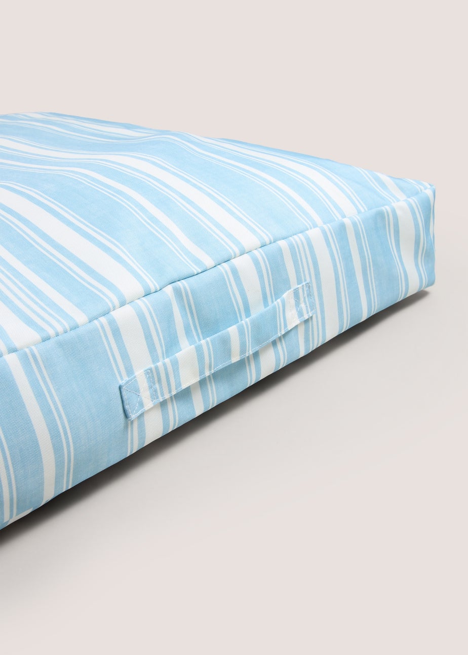 Outdoor Blue Stripe Floor Cushion (59cm x 59cm x 10cm)