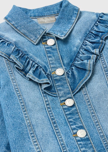 Girls Denim Mid Wash Frill Detail Denim Jacket (7-13yrs)
