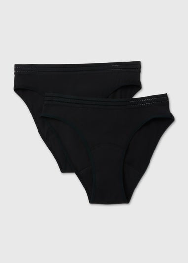 2 Pack Black High Leg Period Briefs
