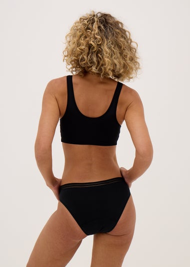 2 Pack Black High Leg Period Briefs