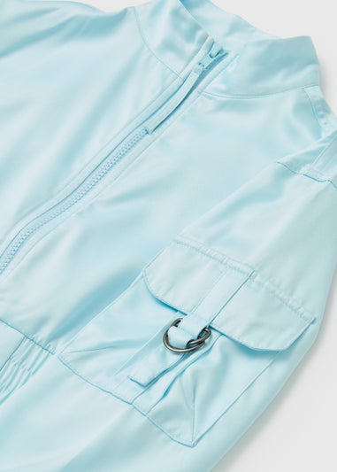 Girls Blue Satin Bomber Jacket (7-15yrs)