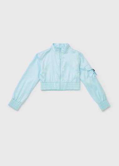 Girls Blue Satin Bomber Jacket (7-15yrs)