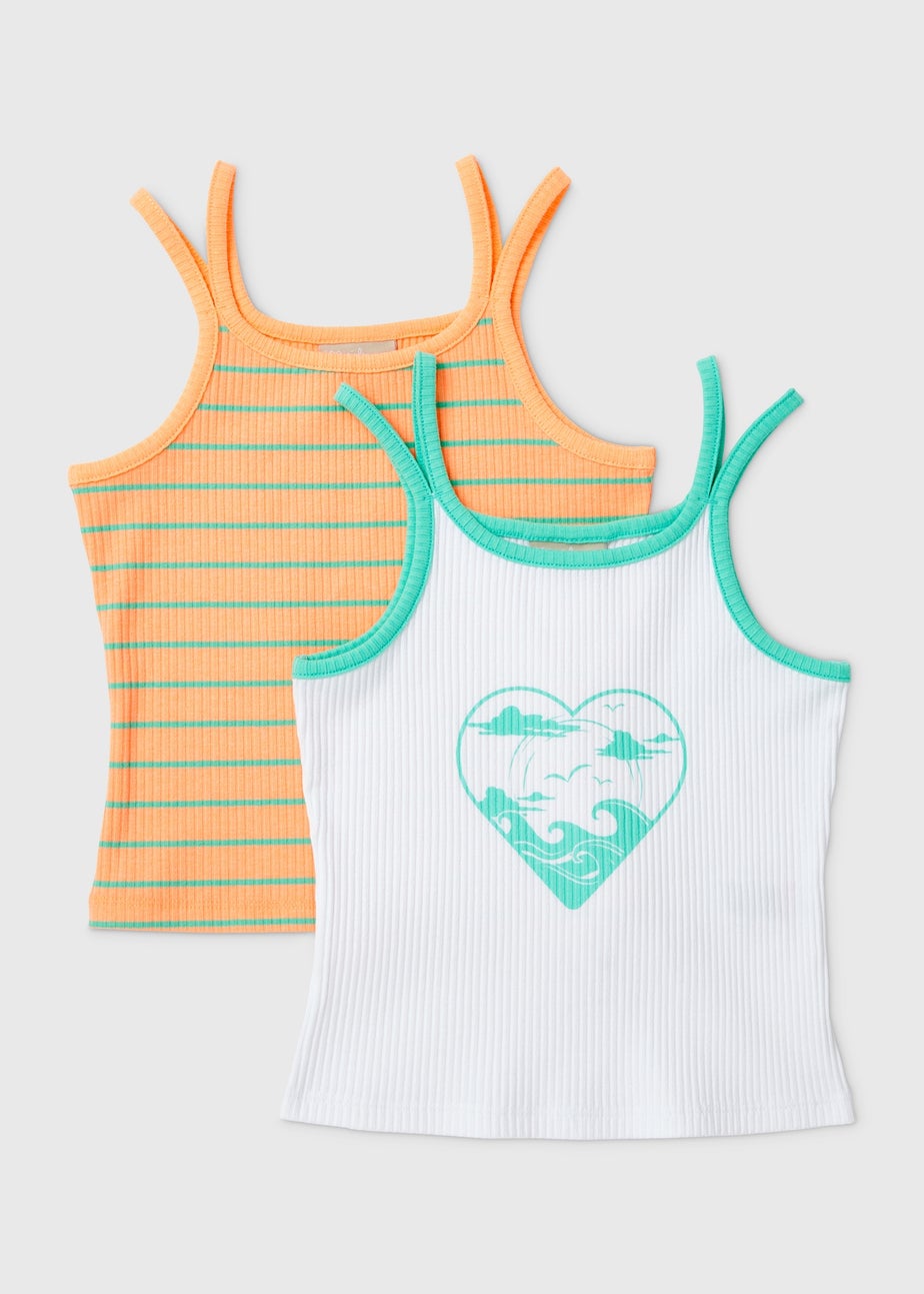 Girls 2 Pack Aqua Double Strap Vest (7-13yrs)