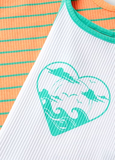 Girls 2 Pack Aqua Double Strap Vest (7-13yrs)